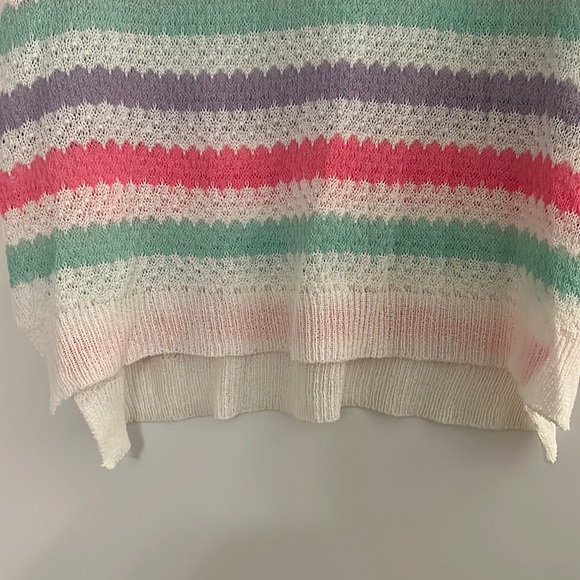 BiBi Multicolor Striped Short Sleeve Knit Top - Picture 2 of 14